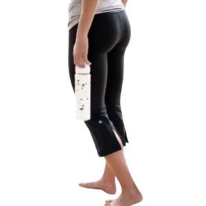 LULULEMON Discontinued Black Boogie Crop Yoga Leggings with Split Calf Size 10